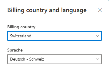 Country and language setting