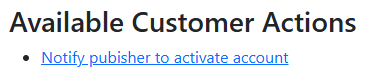Notify publisher to activate account